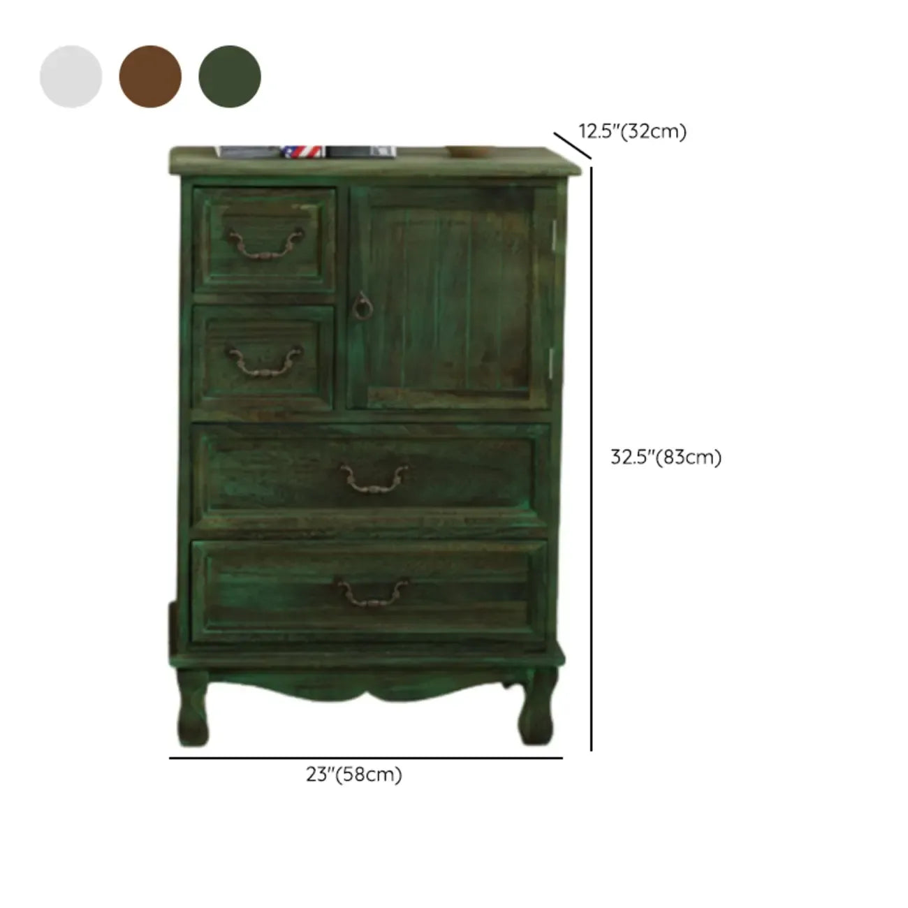 Rustic Wooden Yellow Storage Cabinet with Drawer Rings