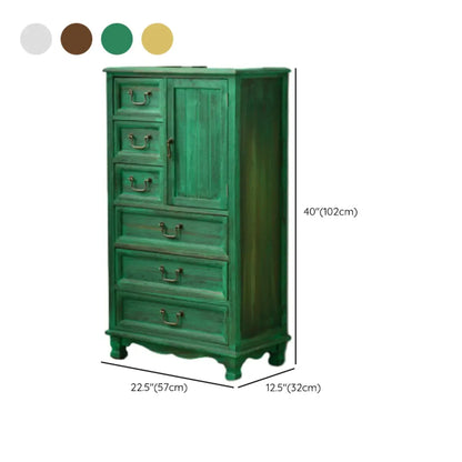 Rustic Wooden Yellow Storage Cabinet with Drawer Rings