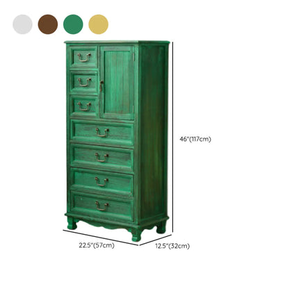 Rustic Wooden Yellow Storage Cabinet with Drawer Rings