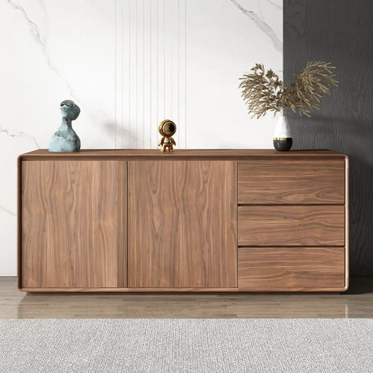 Large Cocoa Wooden Storage Cabinet with Drawers & Doors