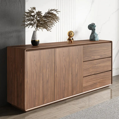 Large Cocoa Wooden Storage Cabinet with Drawers & Doors