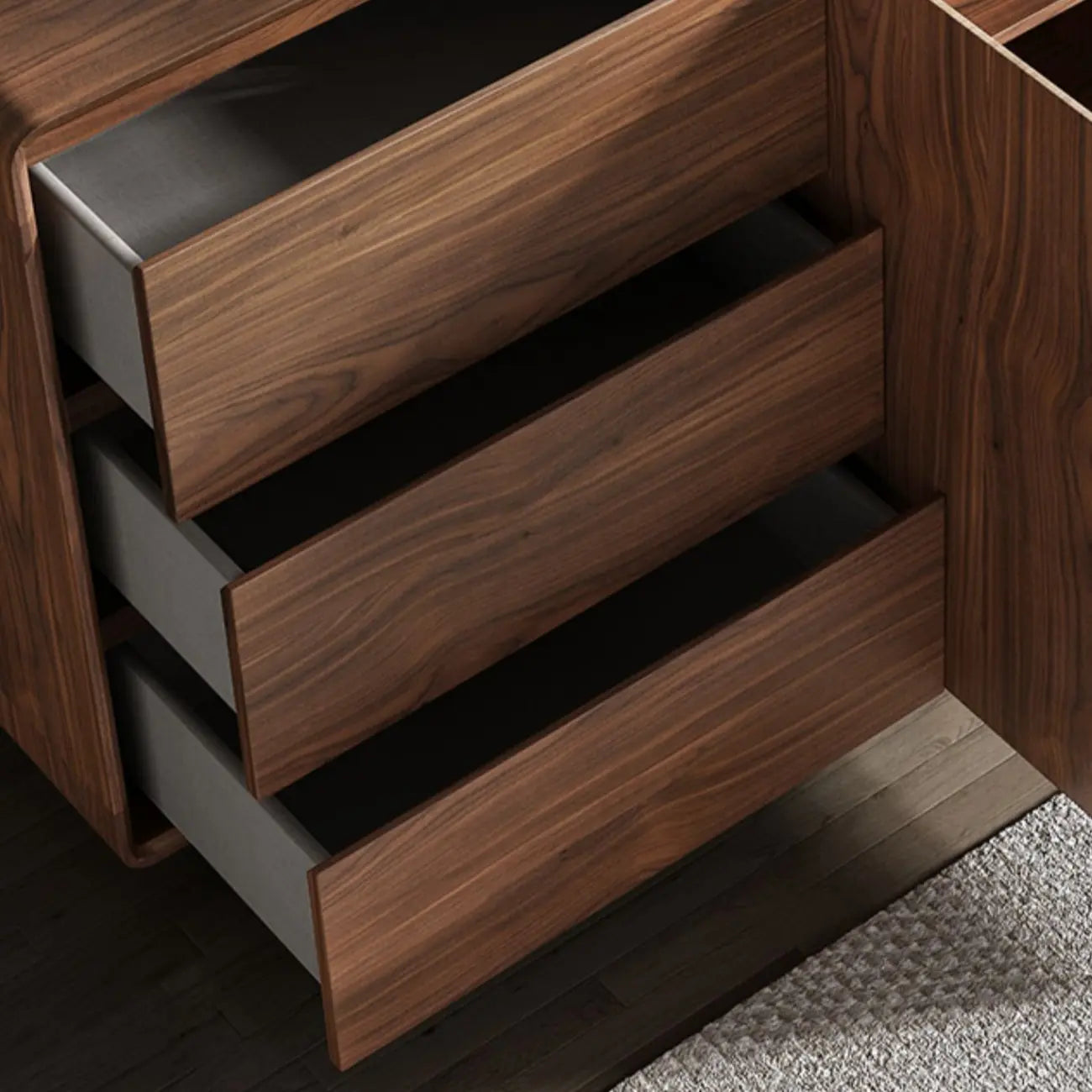 Large Cocoa Wooden Storage Cabinet with Drawers & Doors