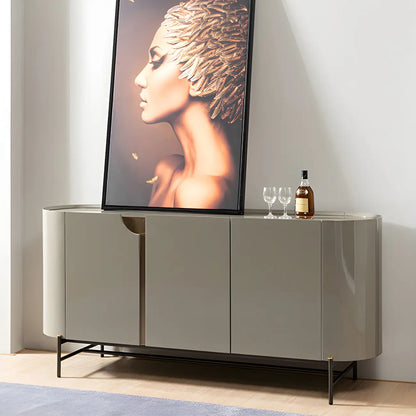 Minimalist Wooden Buffet Table with Storage in Grey