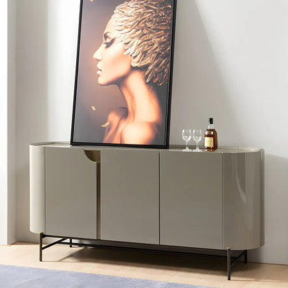 Minimalist Wooden Buffet Table with Storage in Grey
