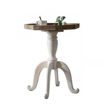 Rustic Wood Accent Side Table with Tray Top for Living Room
