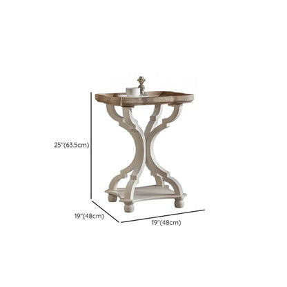 Rustic Wood Accent Side Table with Tray Top for Living Room
