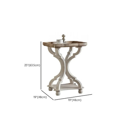 Rustic Wood Accent Side Table with Tray Top for Living Room