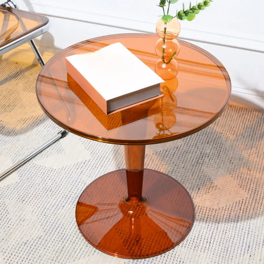 Minimalist Pedestal Round Acrylic End Table for Living Room
