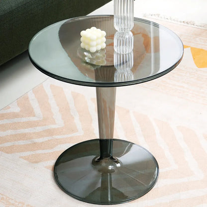 Minimalist Pedestal Round Acrylic End Table for Living Room
