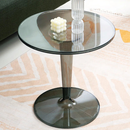 Minimalist Pedestal Round Acrylic End Table for Living Room