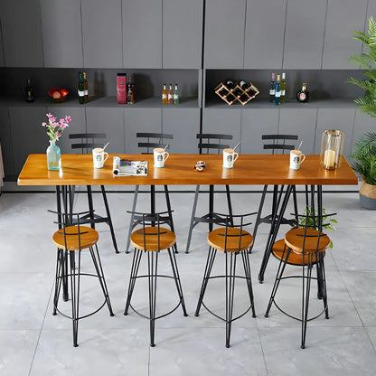 Elegant Solid Wood Bar Set with Stylish Stools for Home