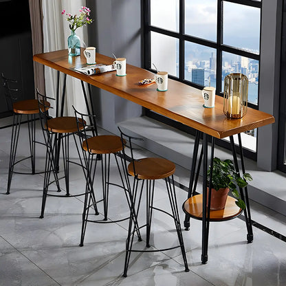 Elegant Solid Wood Bar Set with Stylish Stools for Home