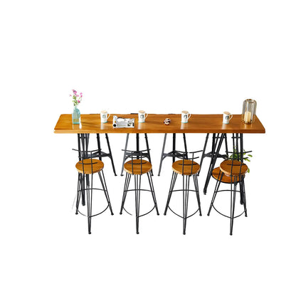 Elegant Solid Wood Bar Set with Stylish Stools for Home