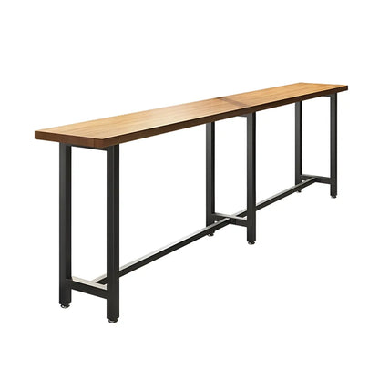 Vintage Solid Wood Trestle Base Pub Table with Footrest