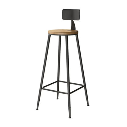 Vintage Solid Wood Trestle Base Pub Table with Footrest