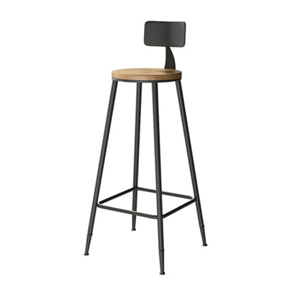 Vintage Solid Wood Trestle Base Pub Table with Footrest