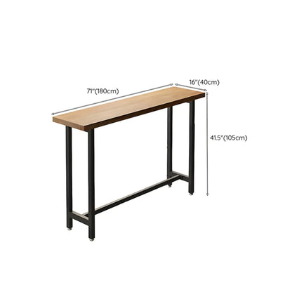 Vintage Solid Wood Trestle Base Pub Table with Footrest