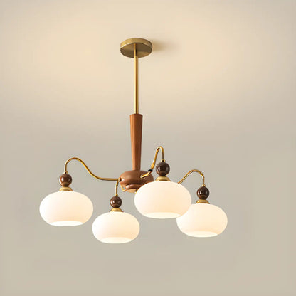 Modern Multi-Light Glass Globe Chandelier with White Shade