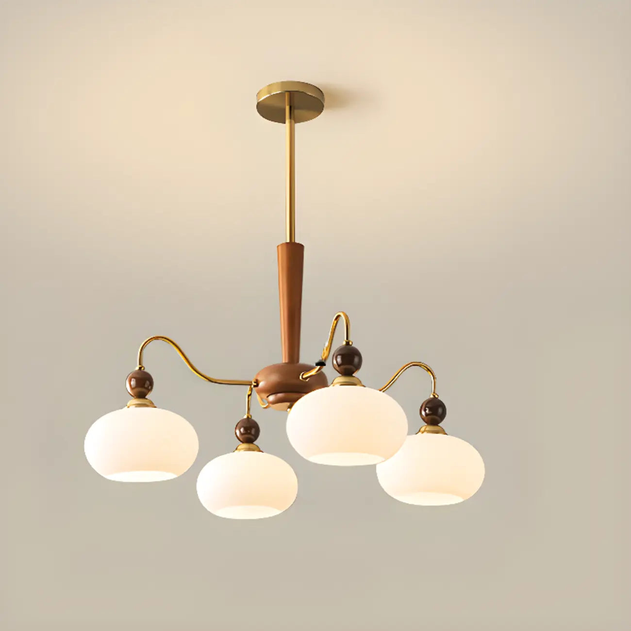 Modern Multi-Light Glass Globe Chandelier with White Shade
