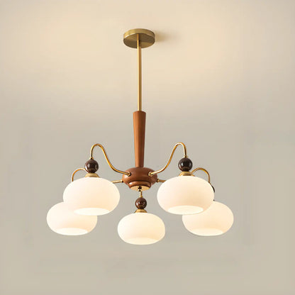 Modern Multi-Light Glass Globe Chandelier with White Shade