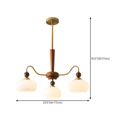 Modern Multi-Light Glass Globe Chandelier with White Shade