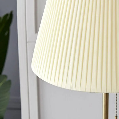 Modern Floor Lamp with Beige Fabric Lamp Shade for Living Room