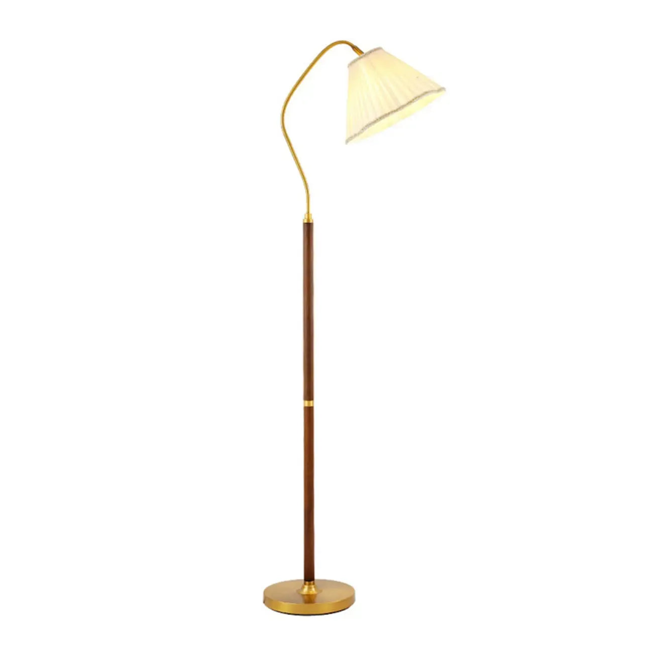 Natural Wooden Floor Lamps with Pleated Shade for Living Room