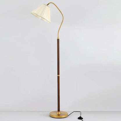 Natural Wooden Floor Lamps with Pleated Shade for Living Room