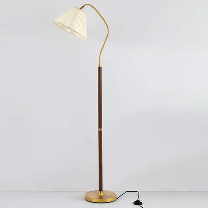 Natural Wooden Floor Lamps with Pleated Shade for Living Room