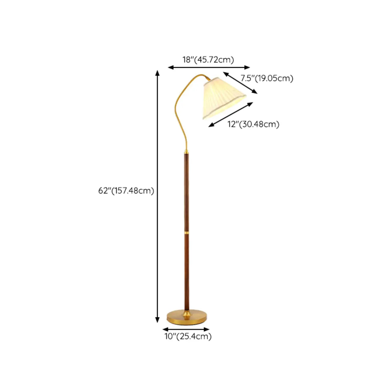 Natural Wooden Floor Lamps with Pleated Shade for Living Room