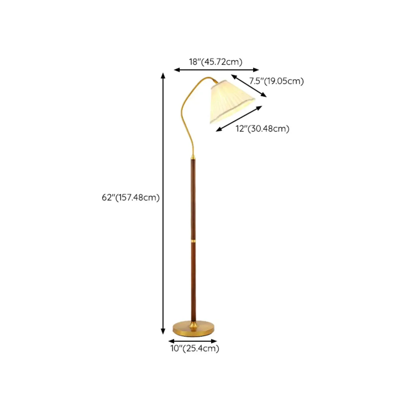 Natural Wooden Floor Lamps with Pleated Shade for Living Room