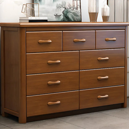 Classic Rubberwood Double Dresser with 9-Drawers