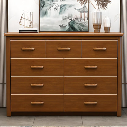 Classic Rubberwood Double Dresser with 9-Drawers