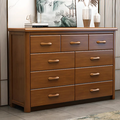Classic Rubberwood Double Dresser with 9-Drawers
