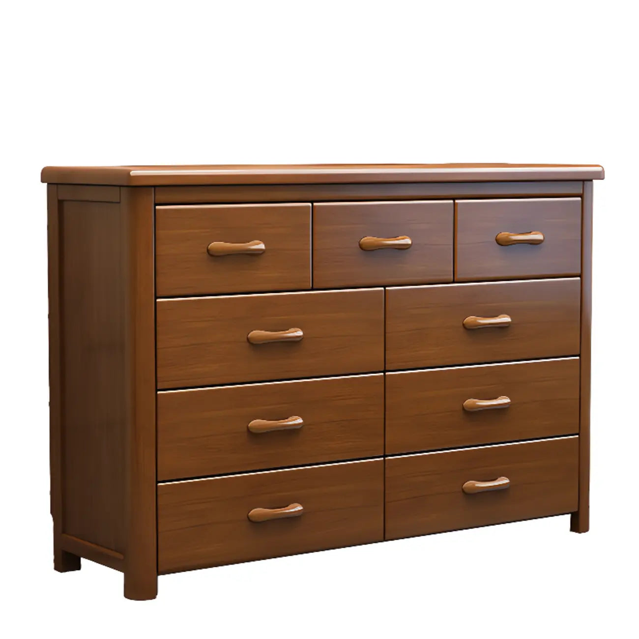Classic Rubberwood Double Dresser with 9-Drawers