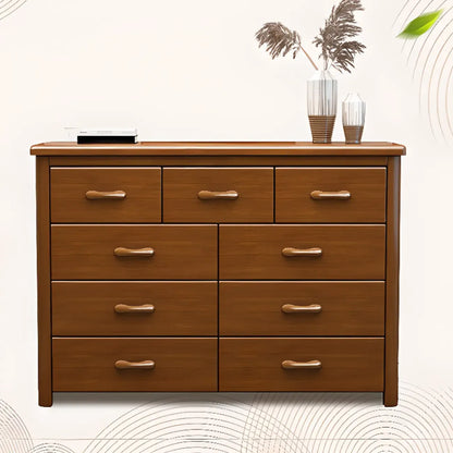 Classic Rubberwood Double Dresser with 9-Drawers