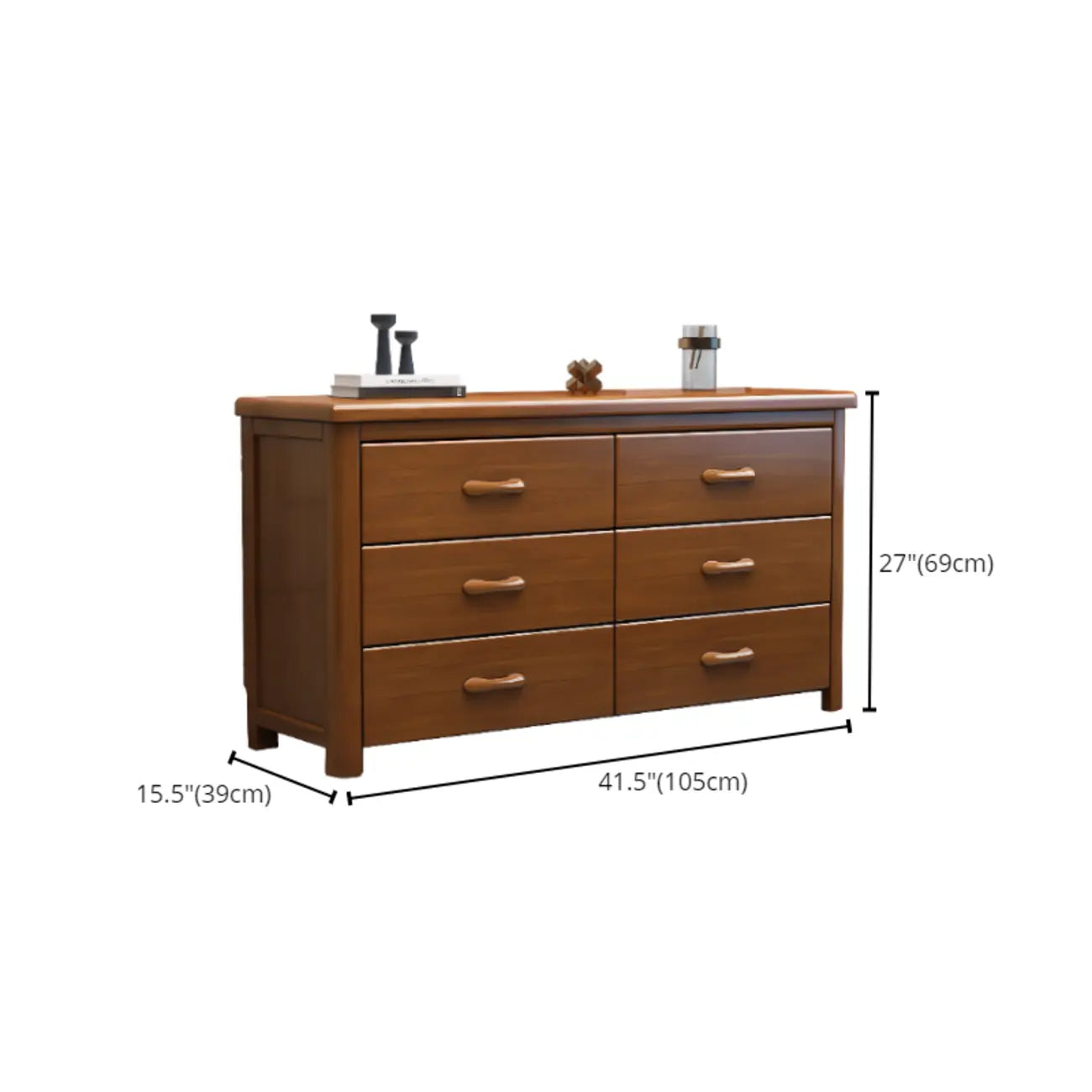 Classic Rubberwood Double Dresser with 9-Drawers
