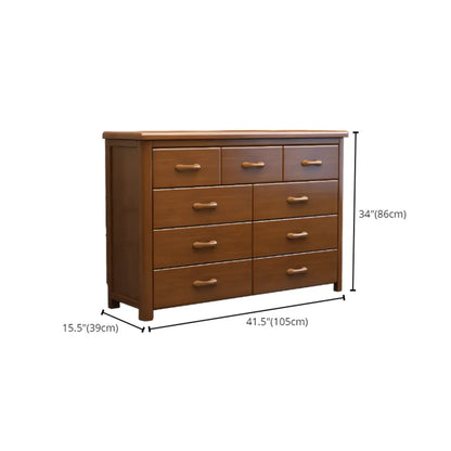 Classic Rubberwood Double Dresser with 9-Drawers