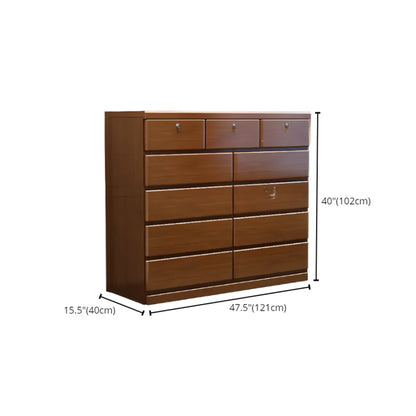 Classic Rubberwood Double Dresser with 9-Drawers