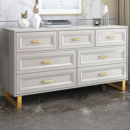 Glam Grey Wooden Combo Dresser with 7-Drawers
