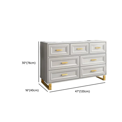 Glam Grey Wooden Combo Dresser with 7-Drawers