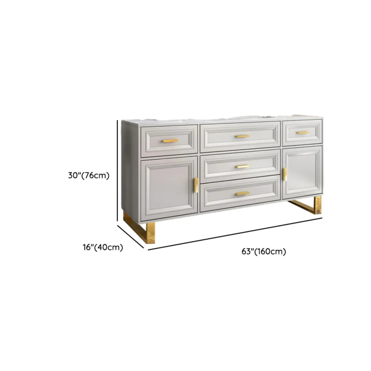 Glam Grey Wooden Combo Dresser with 7-Drawers