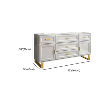 Glam Grey Wooden Combo Dresser with 7-Drawers