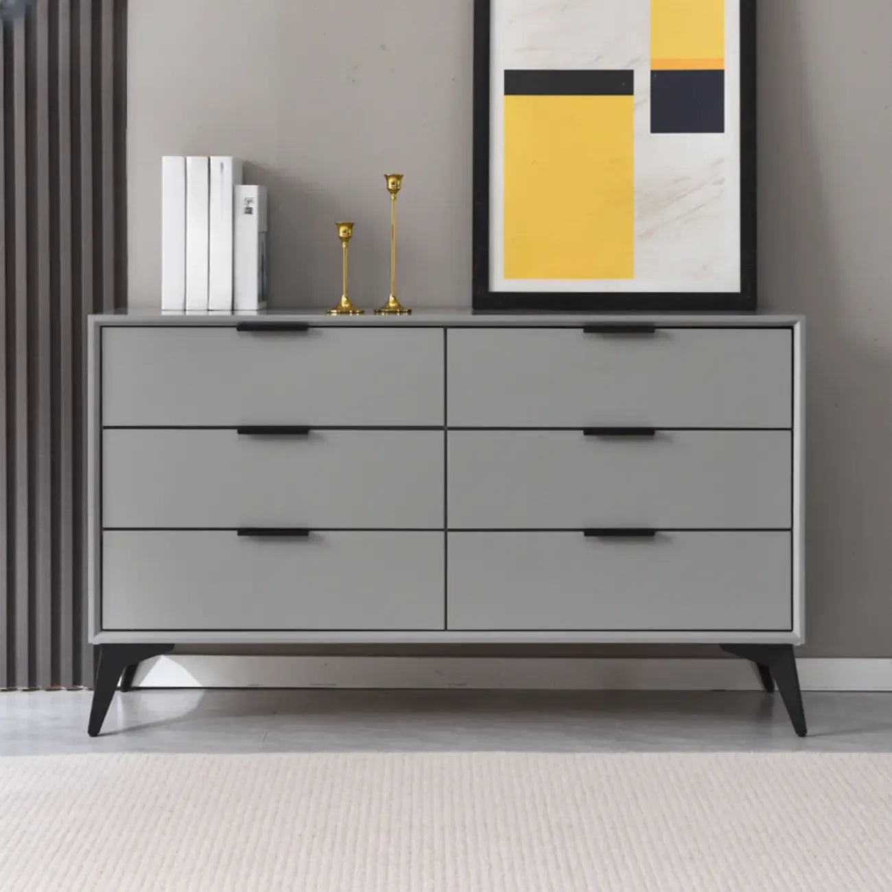 Industrial Grey Console Dresser with Double Storage