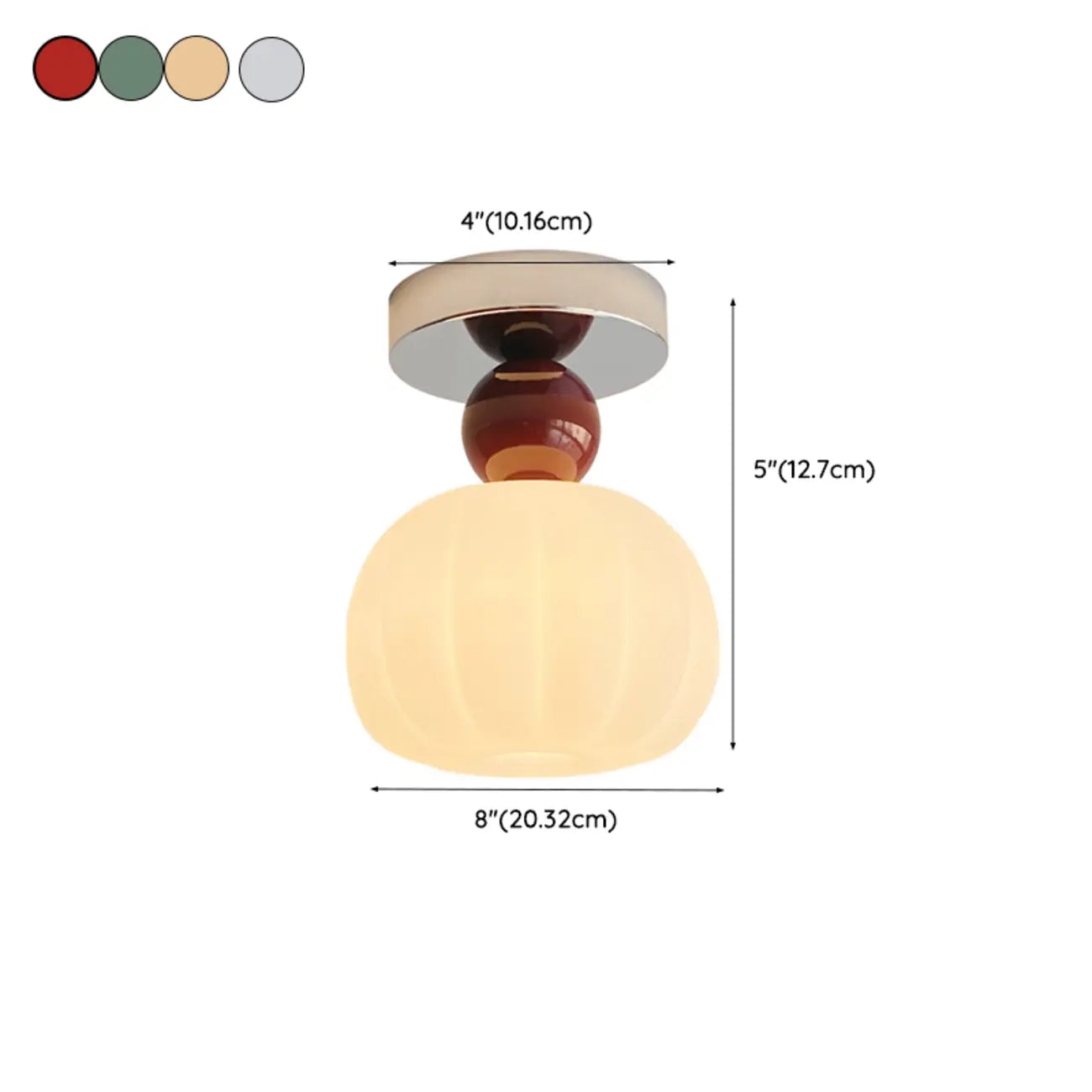 Pumpkin Acrylic Semi Flush Ceiling Light for Entryway