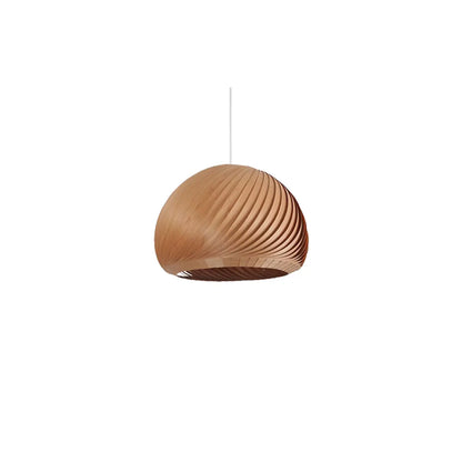 Minimalist Wooden Round Ball Pendant Lamp for Dining Room