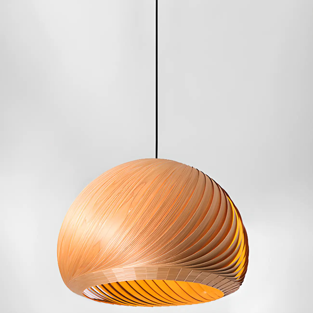 Minimalist Wooden Round Ball Pendant Lamp for Dining Room