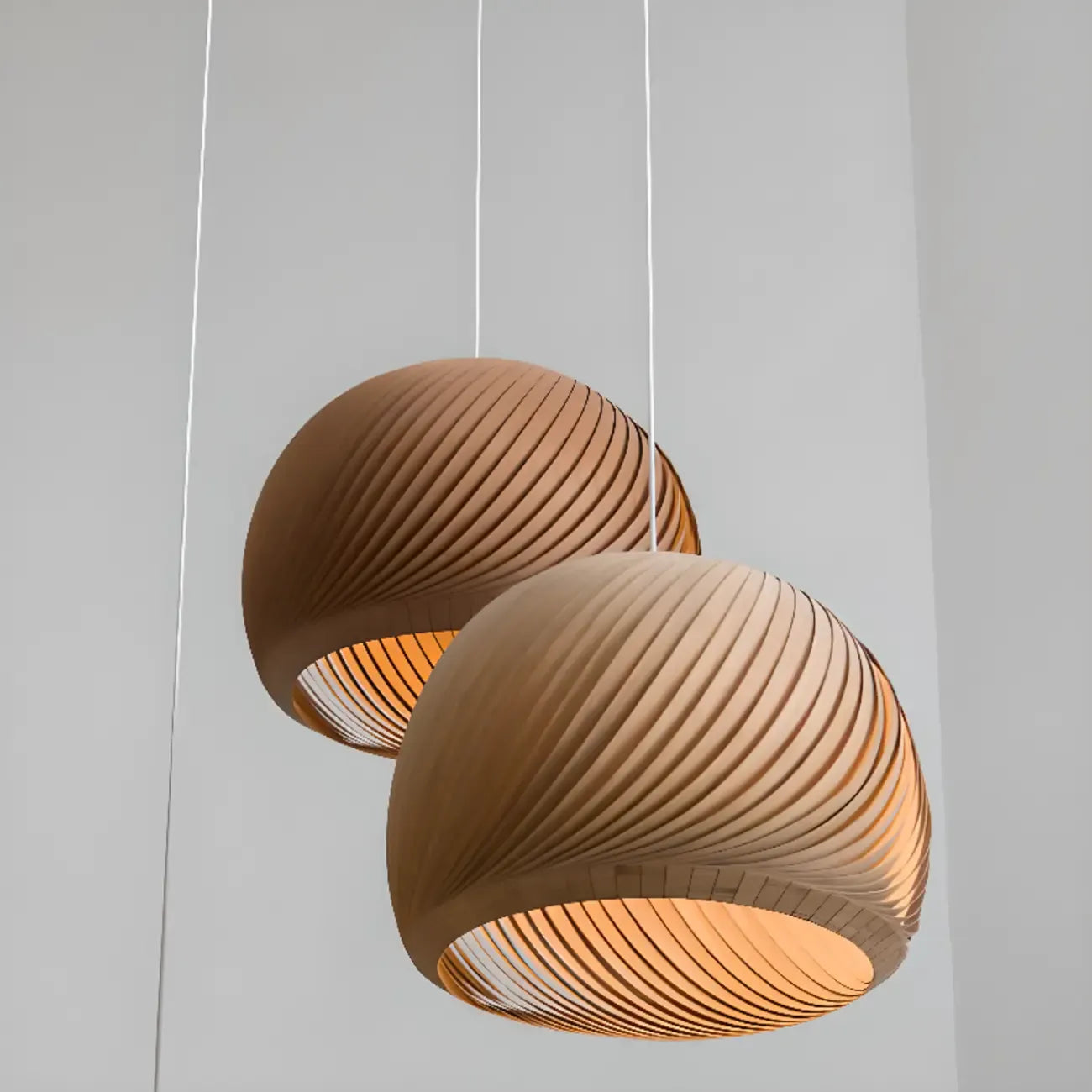 Minimalist Wooden Round Ball Pendant Lamp for Dining Room