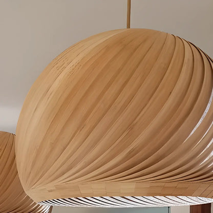 Minimalist Wooden Round Ball Pendant Lamp for Dining Room