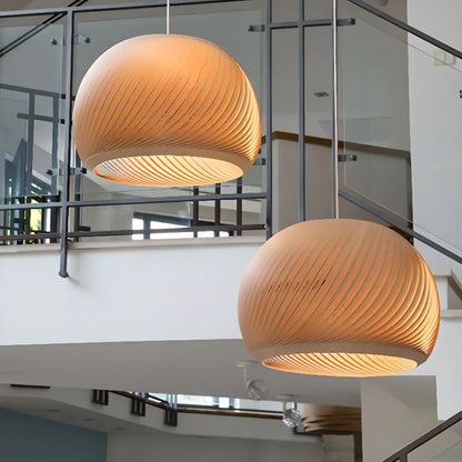 Minimalist Wooden Round Ball Pendant Lamp for Dining Room